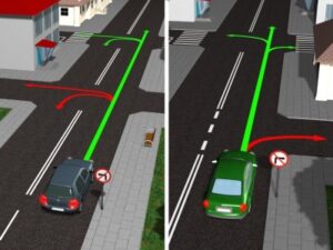 Znaki „zakaz skręcania w prawo” i „zakaz skręcania w lewo”