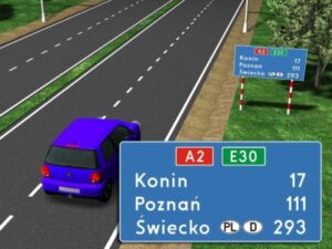 Znak "tablica szlaku drogowego na autostradzie"