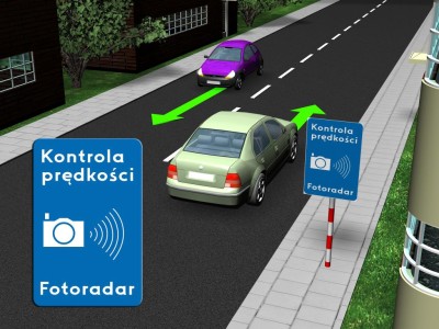 Znak „automatyczna kontrola prędkości”