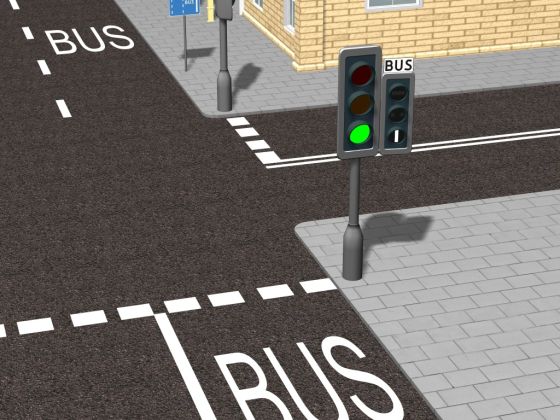 Sygnalizator z sygnałami dla kierujących autobusami